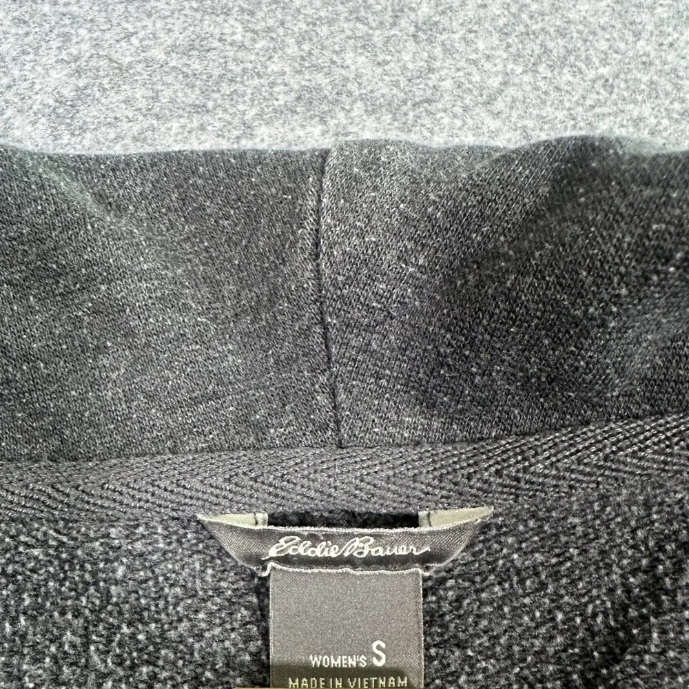 Eddie Bauer Open‎ Front Cardigan Small Gray Fleece Lined Thumbholes